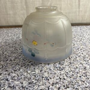 Vintage Painted Floral Lamp Shade Frosted Glass